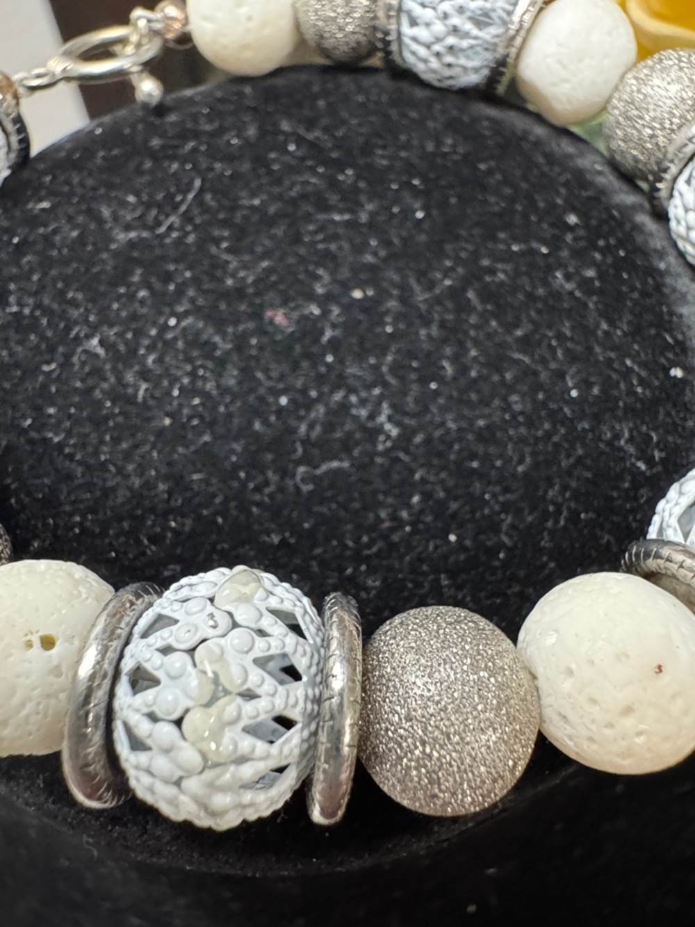 Elegant Neutral Beaded Bracelet — White and Silver - Picture 2 of 5